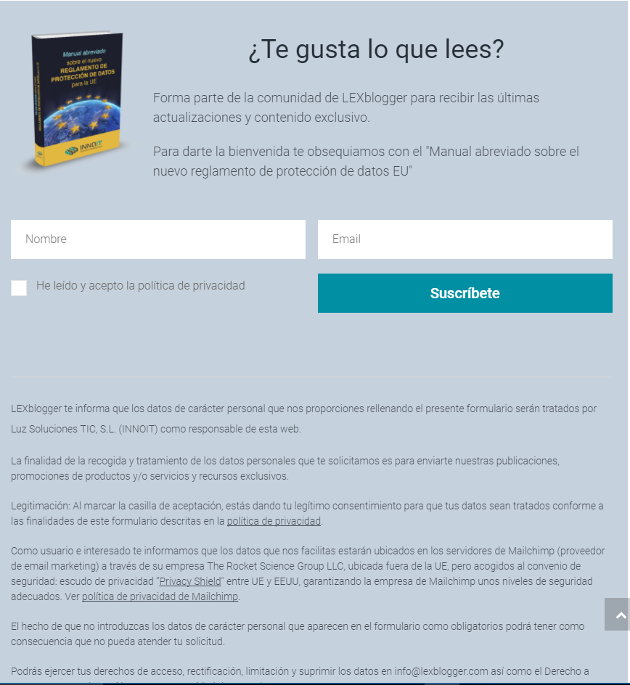 ejemplo de formulario de suscripcion