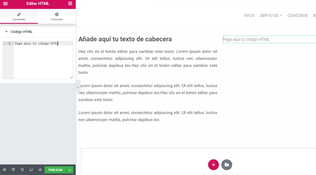 pega el codigo HTML que habiamos guardado con anterioridad. pega el codigo HTML que habiamos guardado con anterioridad.