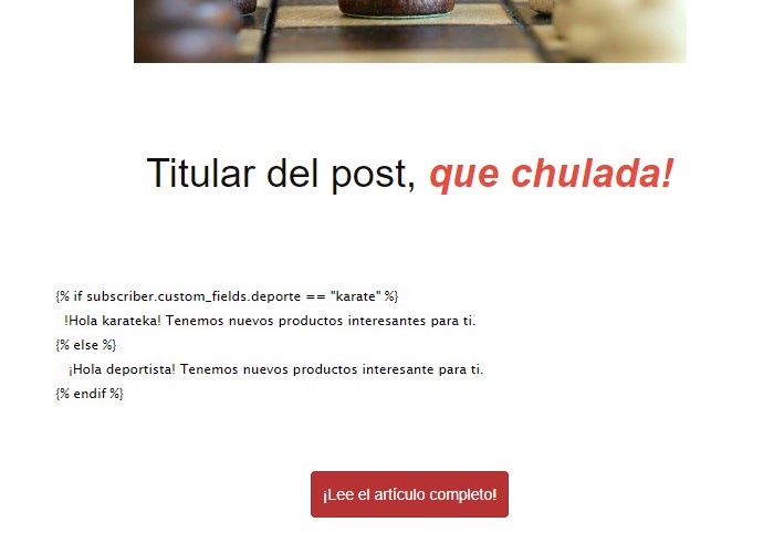newsletter con condicionales