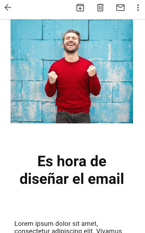 ejemplo de newsletter en movil