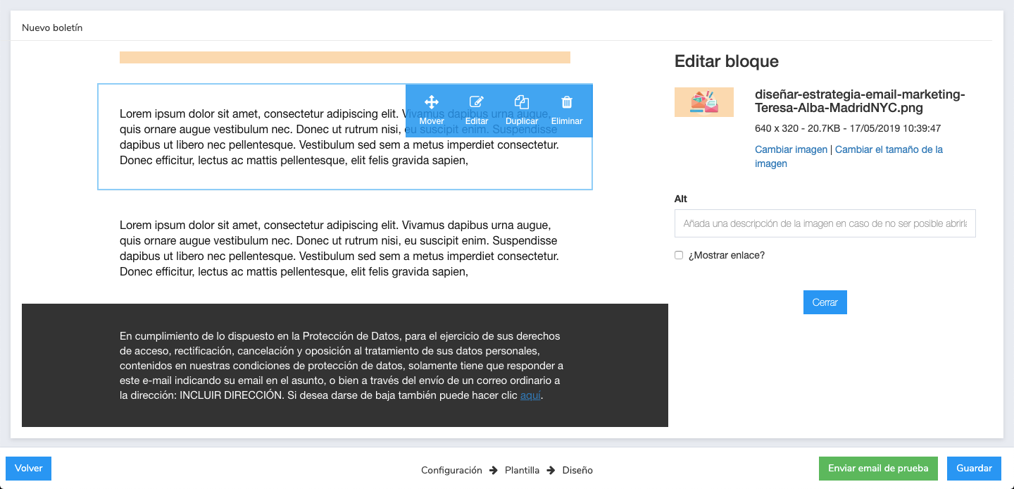 nuevo editor de newsletter gratis