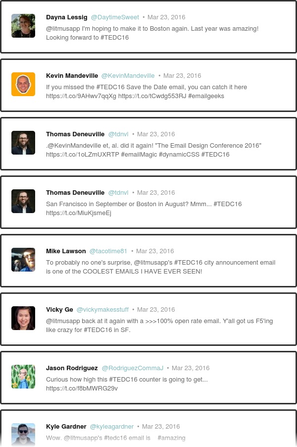 غرد # TEDC15 لتظهر في البث المباشر!