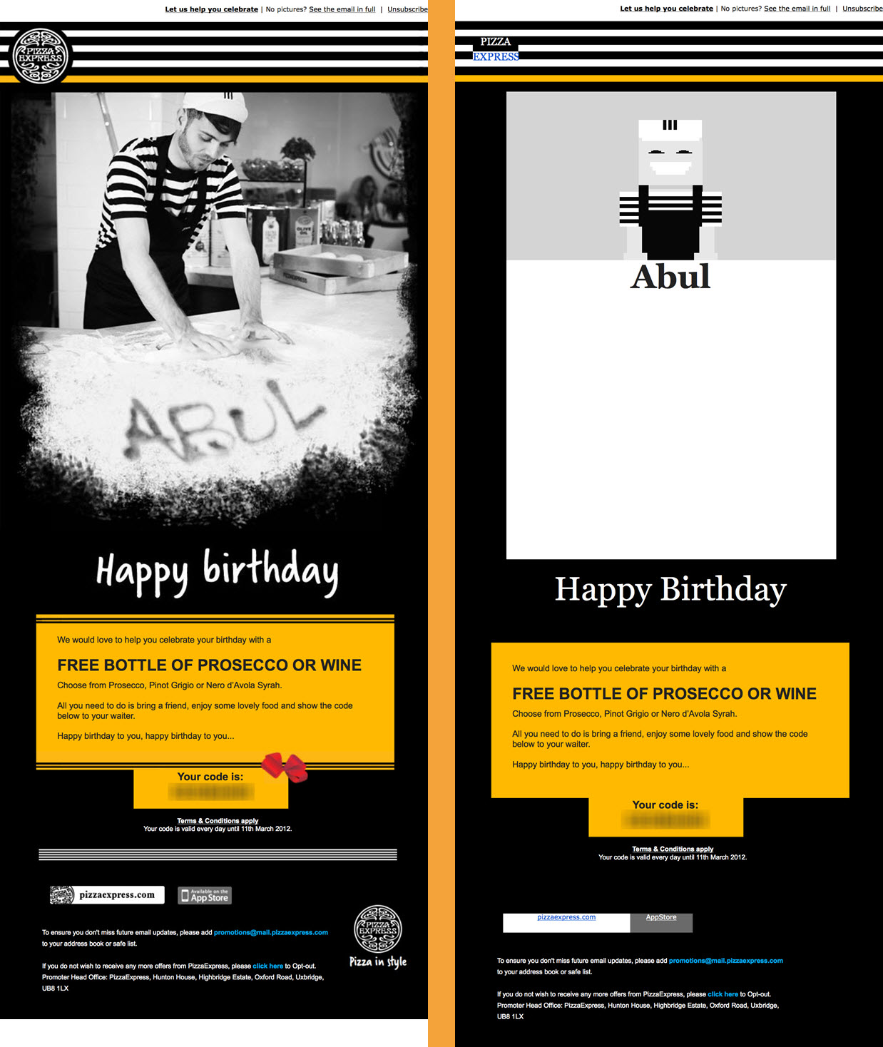 E-Mail-Pixel-Art in Pizza Express-E-Mail