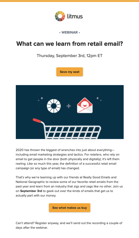 Litmus zaprojektował wiadomość e-mail w formacie HTML