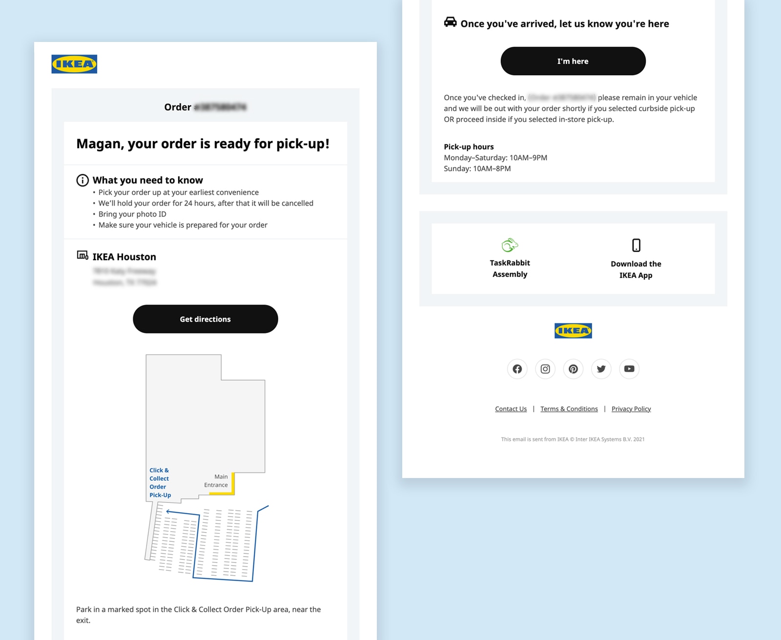E-mail de retrait de commande IKEA