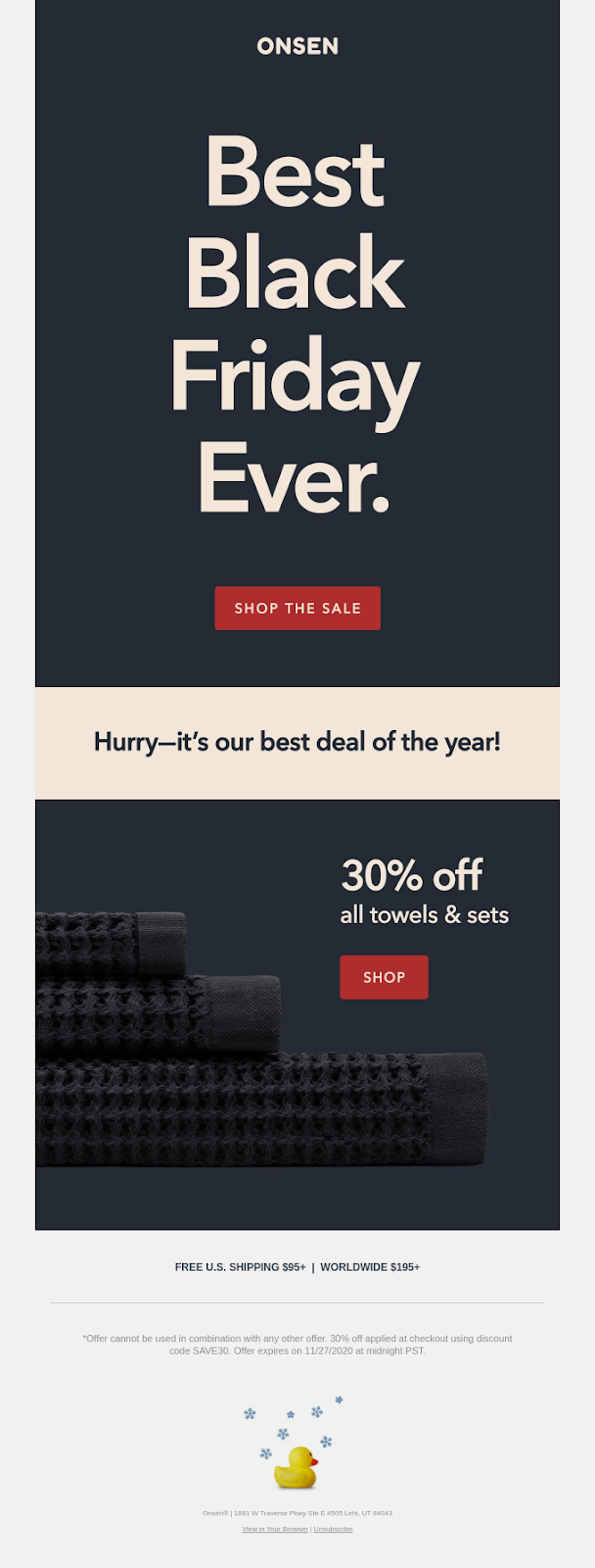 温泉からのブラックフライデーのメール