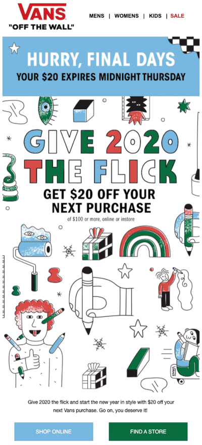 Vans Australia Green Monday e-mail