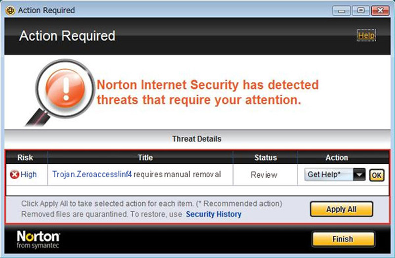 alerta de seguridad norton