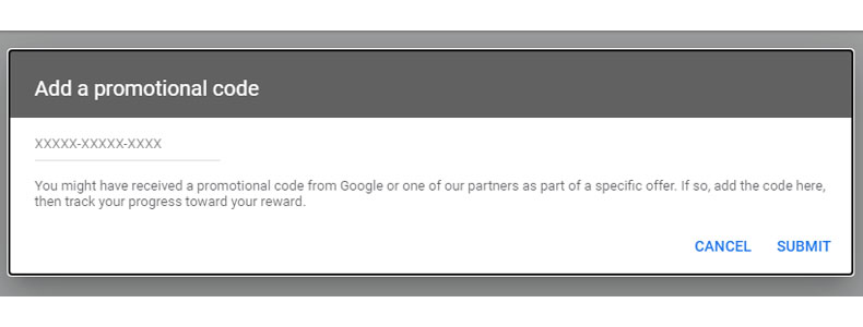 agregar código promocional