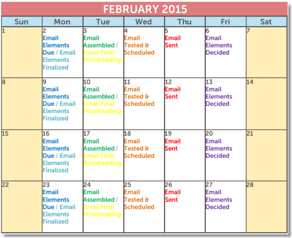 Beispiel für eine redaktionelle Kalendervorlage