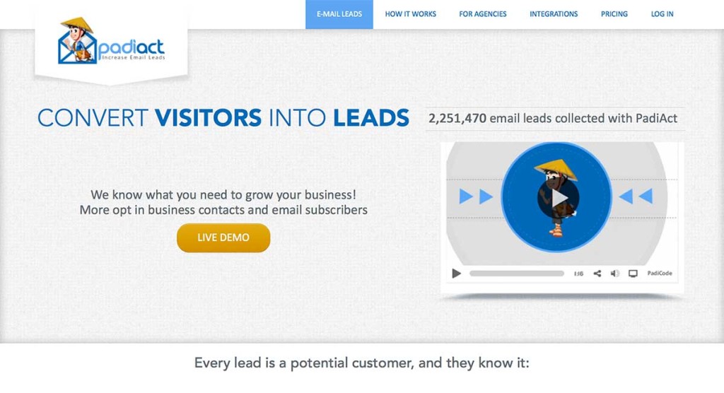 قم بتنمية قائمة بريدك الإلكتروني مع PadiAct