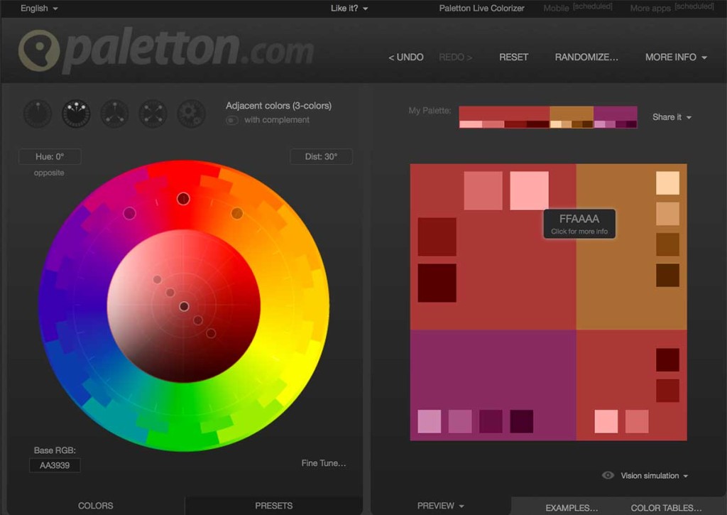 إنشاء لوحة ألوان جميلة