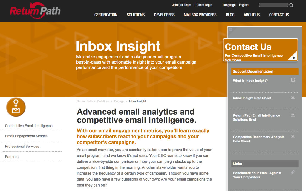 أدوات تسويق البريد الإلكتروني Inbox Insight الخاصة بـ Return Path