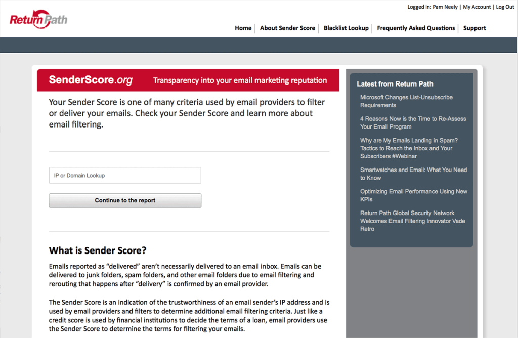 أداة نقاط المرسل ReturnPath