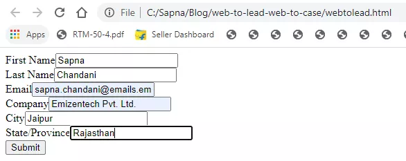 提交潛在客戶後在 Salesforce 中的潛在客戶