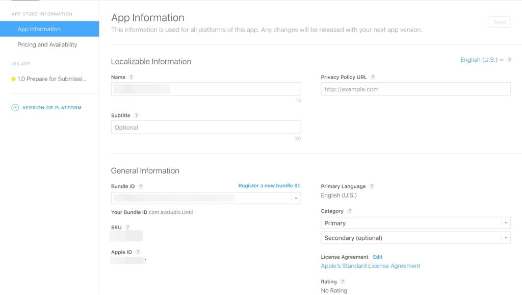 填寫 App Store 列表詳情