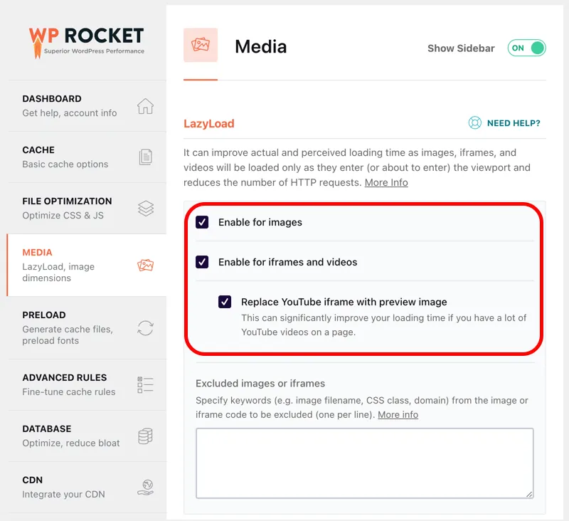 Chargement paresseux des médias dans WP Rocket Premium