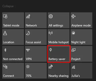 Oszczędzanie baterii w Centrum akcji