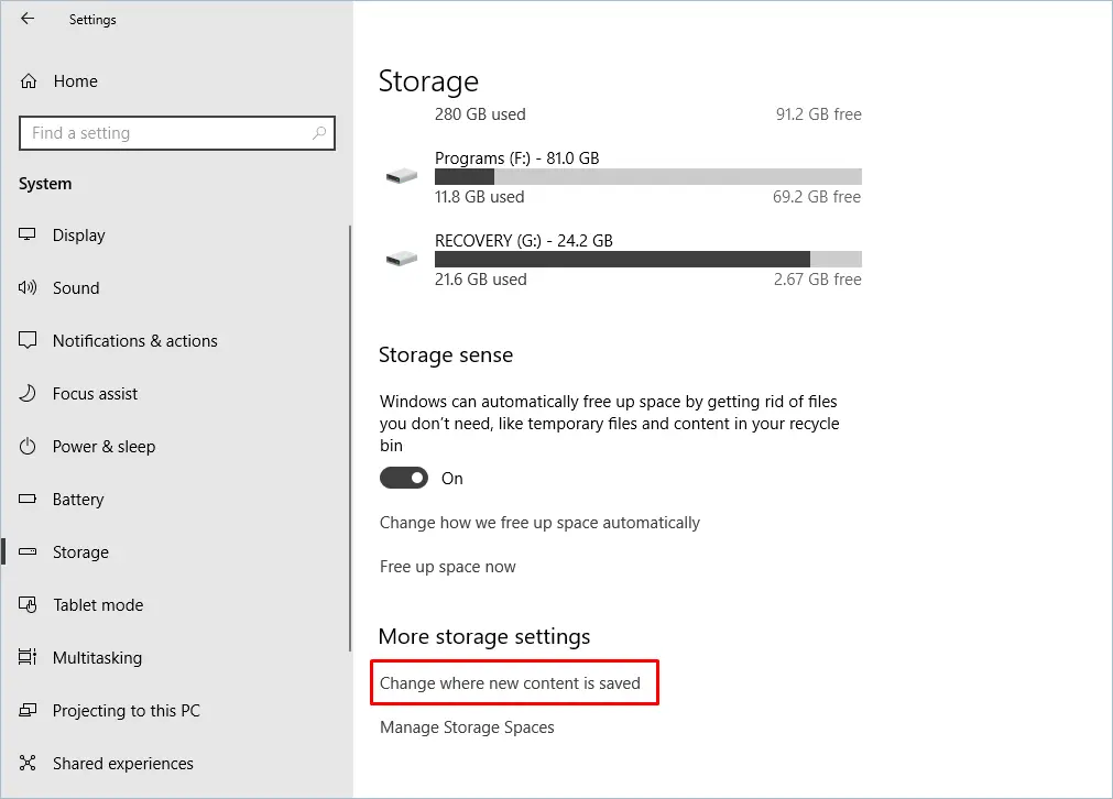在更多設置中保存內容