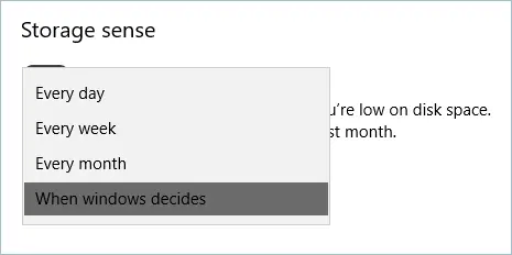 選擇何時運行 Storage Sense