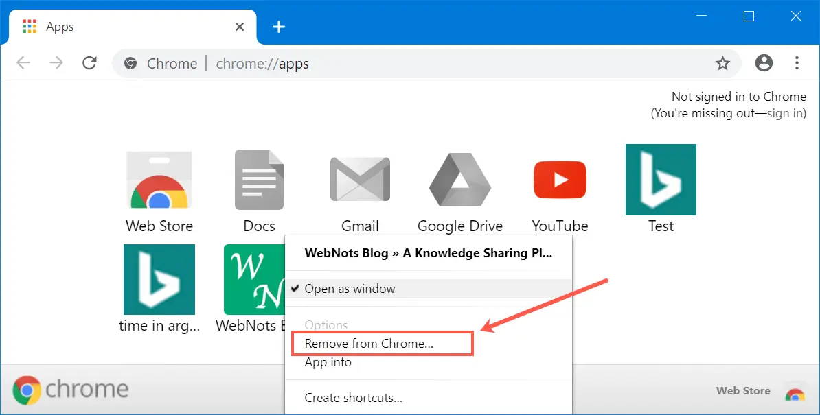 Rimuovi collegamento app