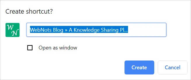Creazione di un collegamento sul desktop in Chrome