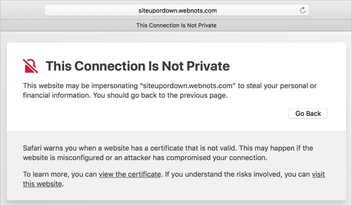 Această conexiune nu este un mesaj privat în Safari