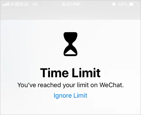 Avviso limite di tempo per un'app