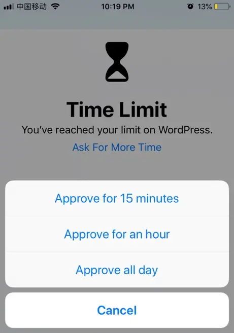 Approvazione del tempo dell'app durante i tempi di inattività