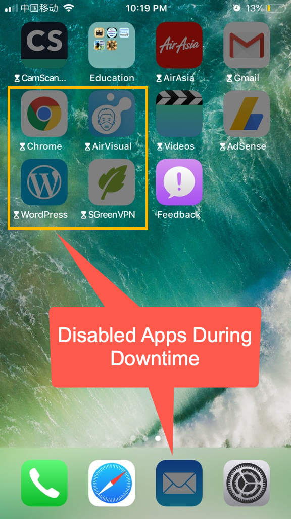 App disabilitate durante i tempi di inattività
