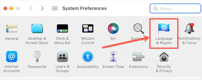 การตั้งค่าภาษาและภูมิภาคใน Mac