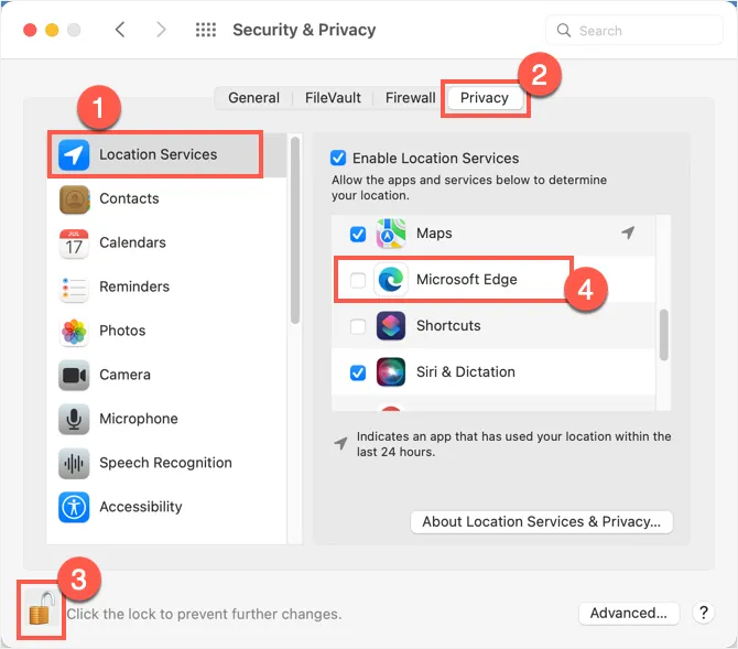 ปิดใช้งานบริการระบุตำแหน่งใน Mac