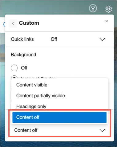 ปิดเนื้อหาฟีดใน Edge