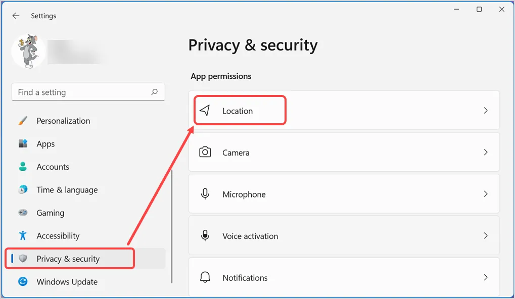 การอนุญาตตำแหน่งของ Windows สำหรับแอพ