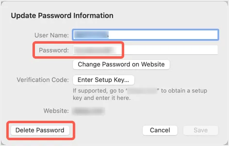 Passwort ändern oder löschen