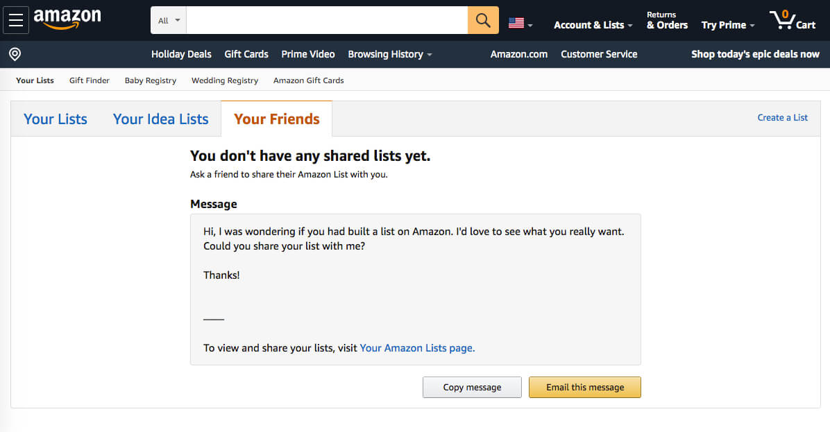 Amazon Wish List ข้อความเผยแพร่ประชาสัมพันธ์