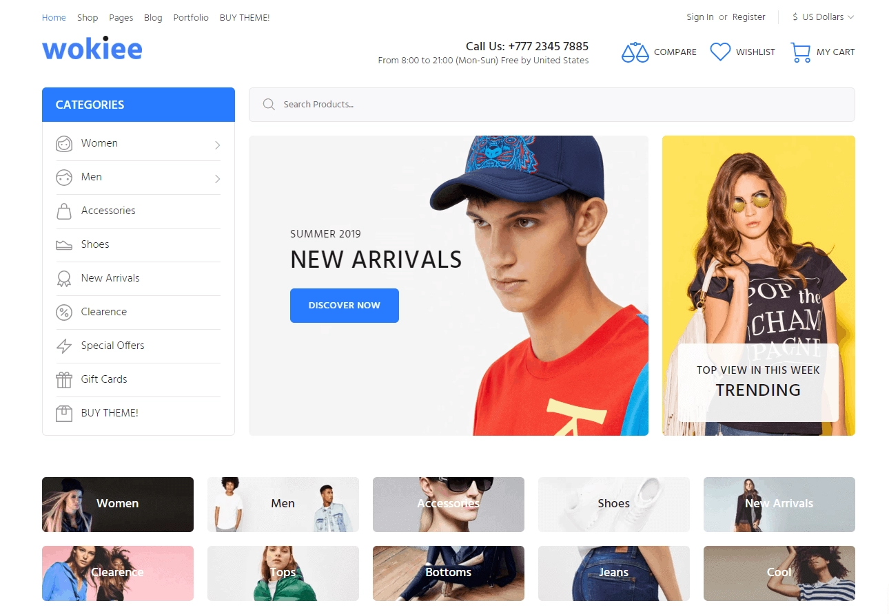 2022年のオンラインストア向けの15以上のベストShopifyテーマ1 Wokiee- Best Shopify Theme