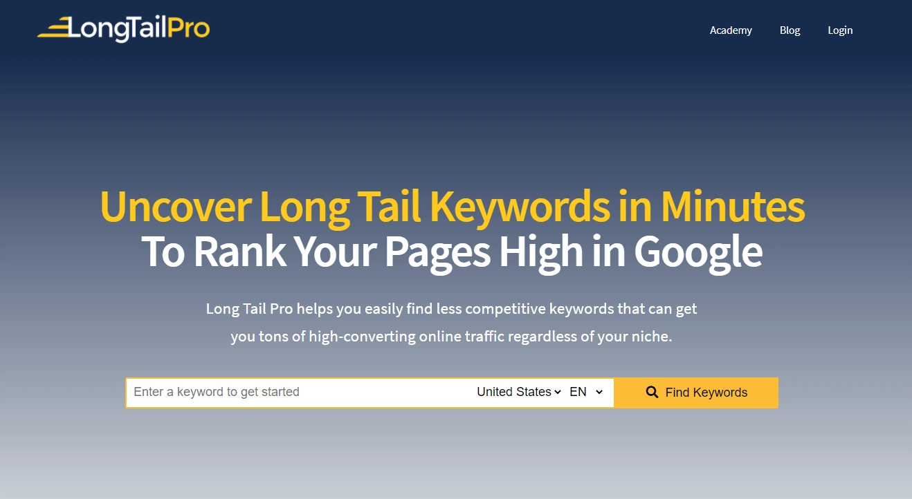 9つの最高のキーワード研究ツール(無料および有料)8 LongTailPro Long tail keyword research tool