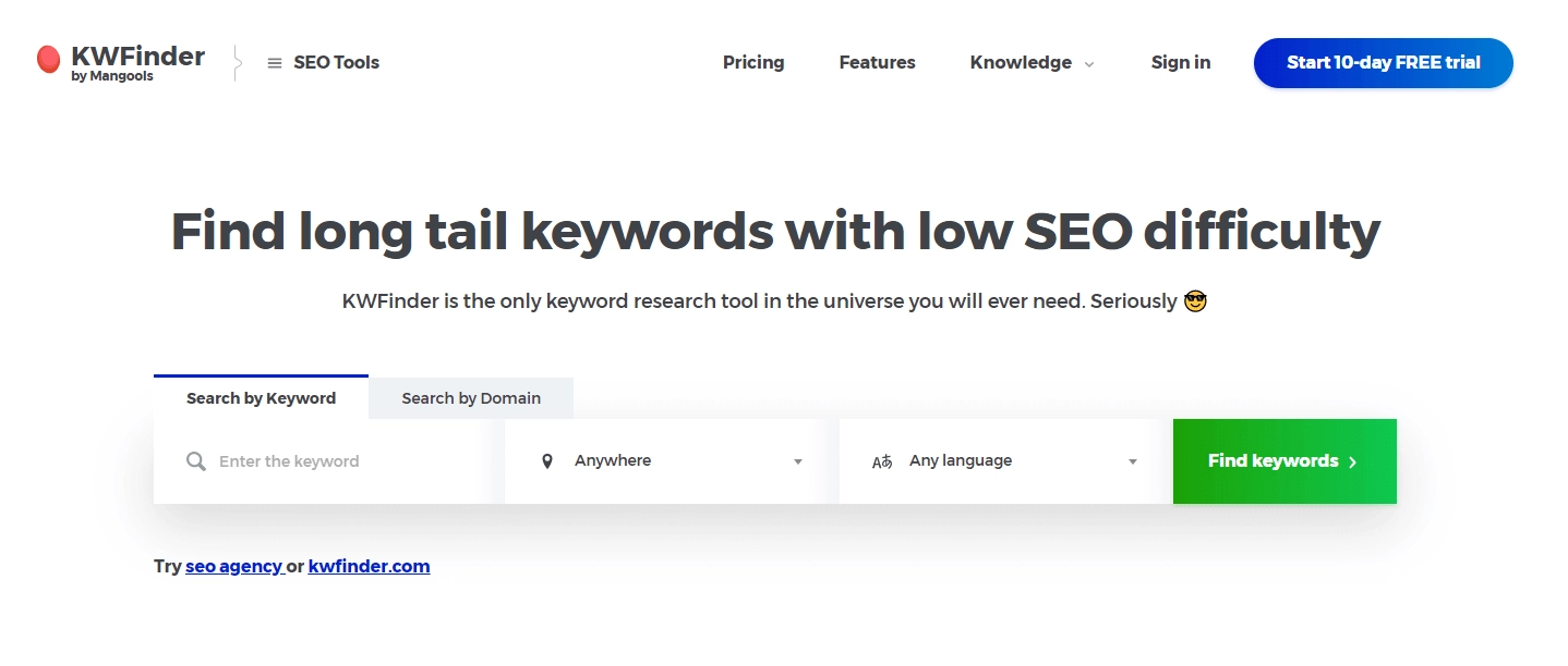 9つの最高のキーワード調査ツール(無料および有料)6 KWFinder