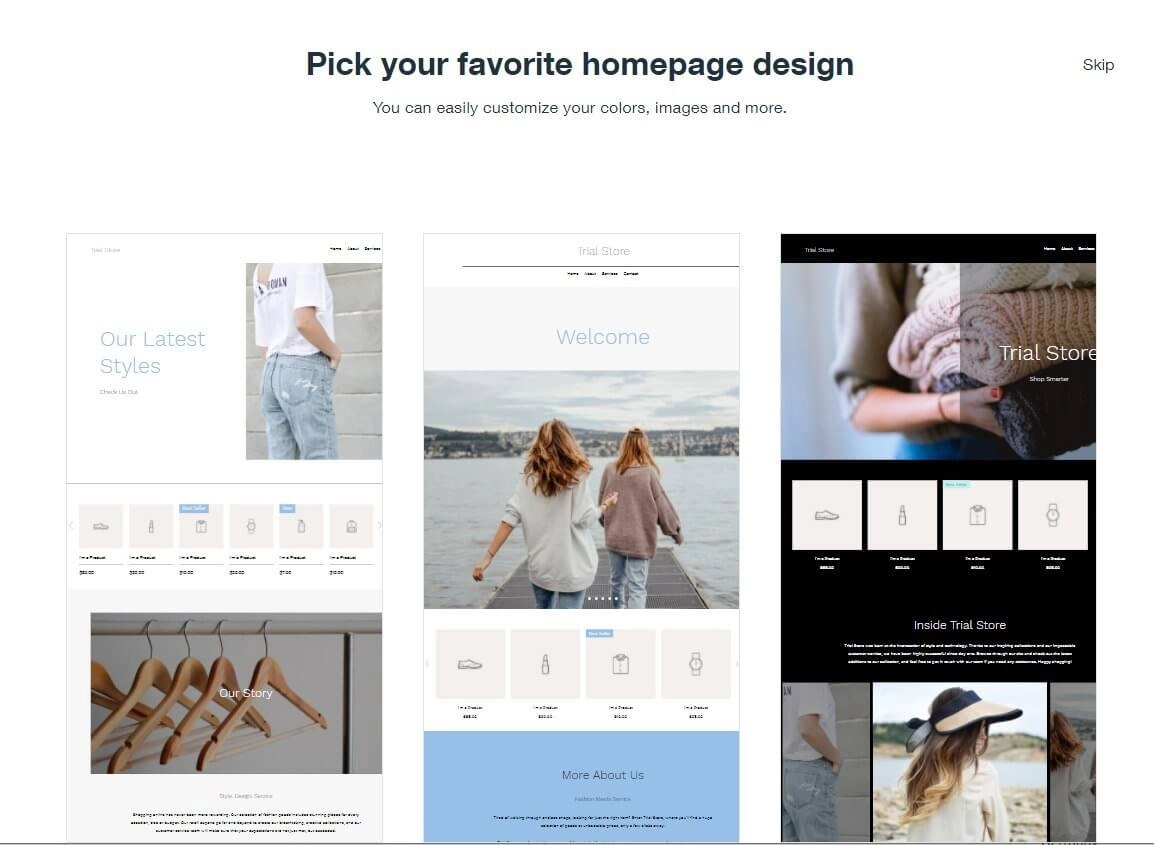 Comment créer une boutique en ligne de commerce électronique sur Wix en 2022 9 Choose homepage design