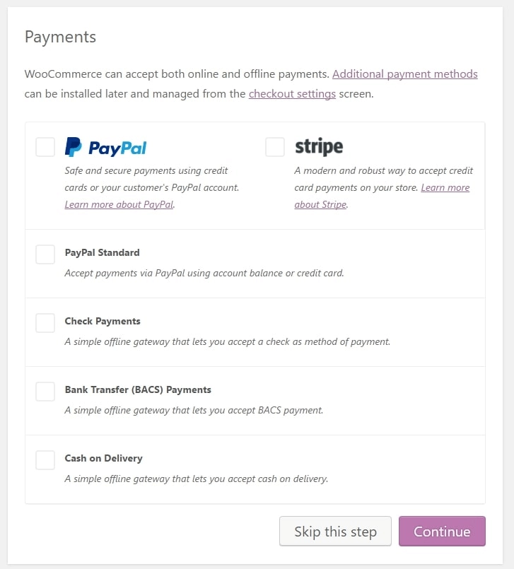 Comment créer une boutique en ligne avec WooCommerce 6 Setup store payment methods