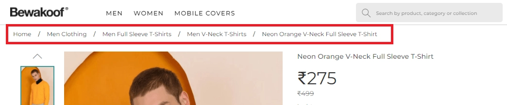 Ghidul final pentru WooCommerce SEO cu Lista de verificare 17 eCommerce breadcrumbs example