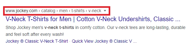Ghidul final pentru WooCommerce SEO cu Lista de verificare 18 ecommerce breadcrumbs example on search result