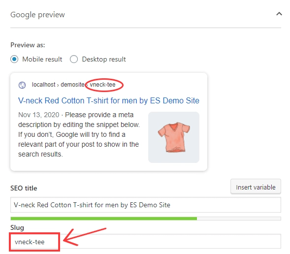 Ghidul final pentru WooCommerce SEO cu Lista de verificare 12 Woocommerce Product slug