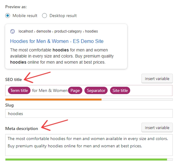 Ghidul final pentru WooCommerce SEO cu Lista de verificare 20 Optimize WooCommerce Product category seo title and description