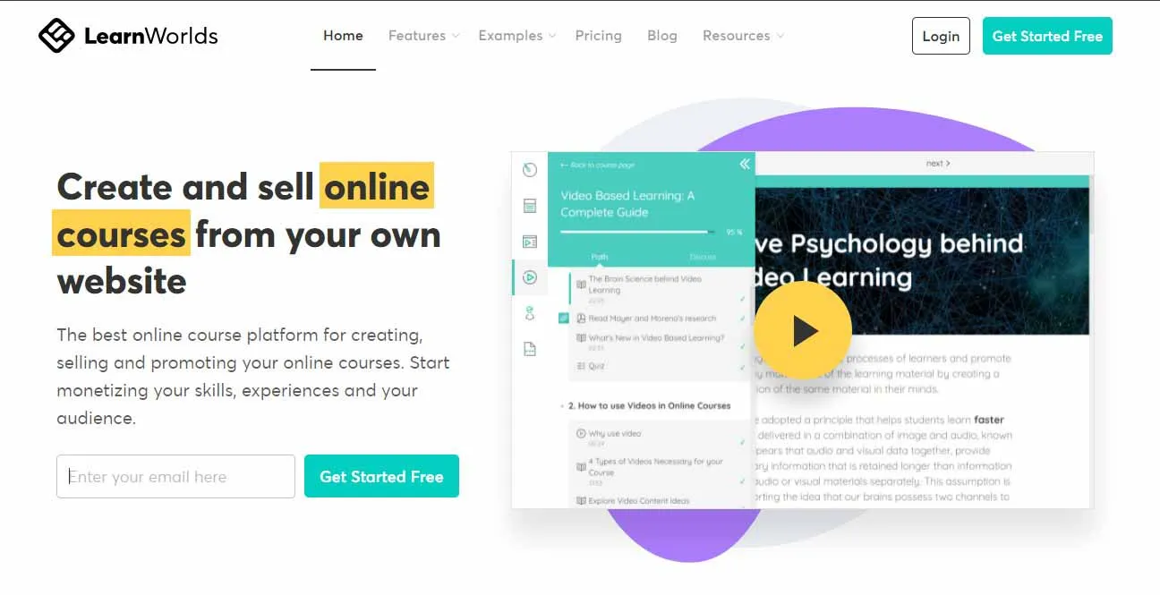 LearnWorlds - Popular platform to sell online courses