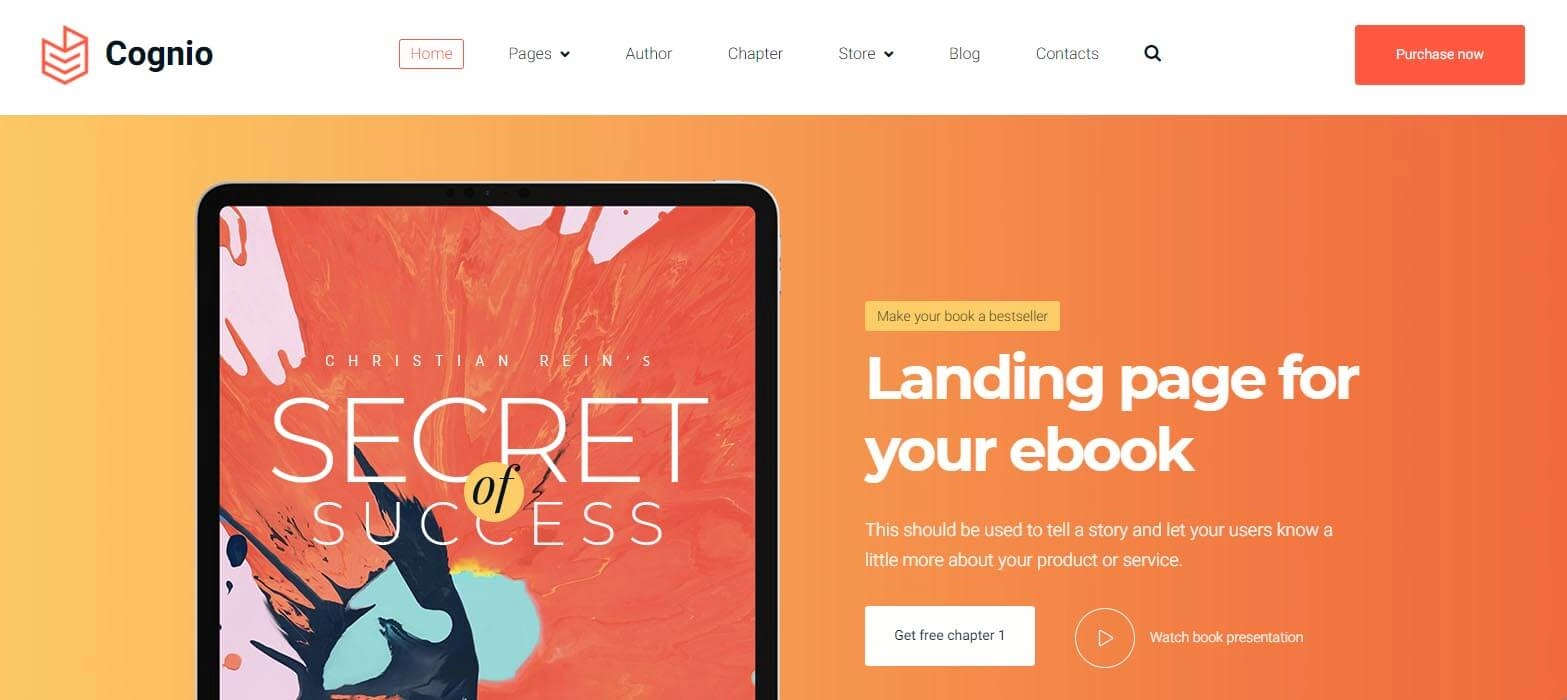 ธีม WordPress ที่ดีที่สุดสำหรับการขาย EBooks ในปี 2022 7 Cognio WordPress Theme for selling ebooks