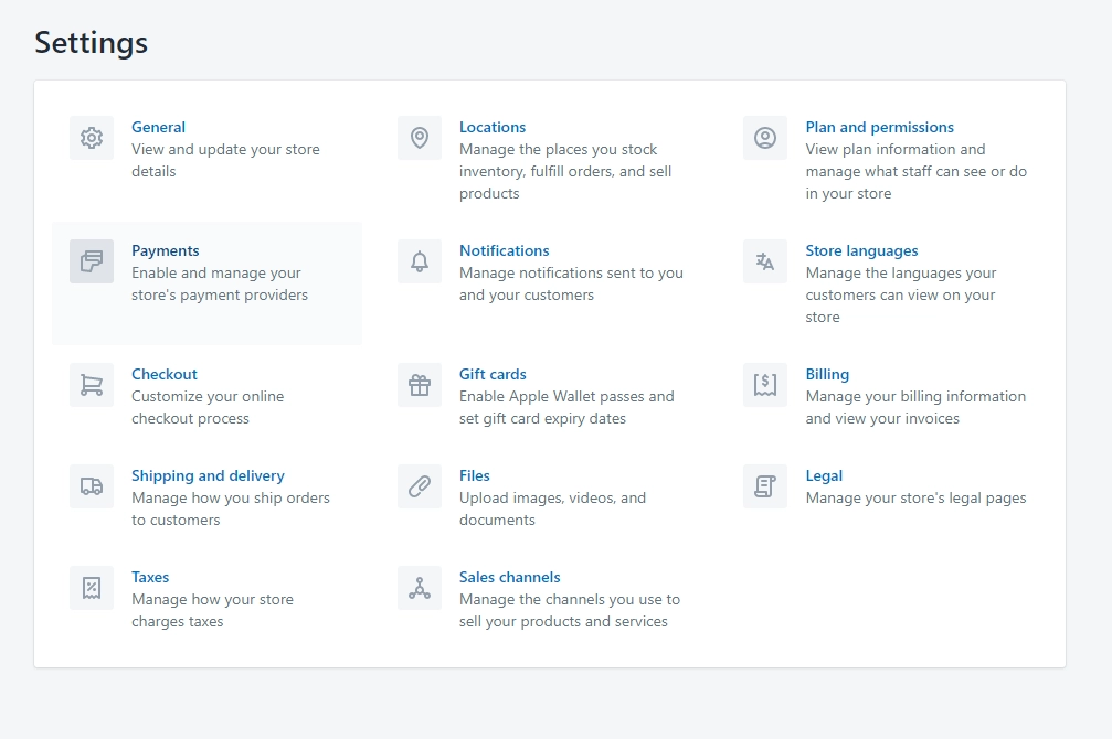Shopify-Tutorial zum Starten Ihres ersten Online-Shops 15 Shopify Settings