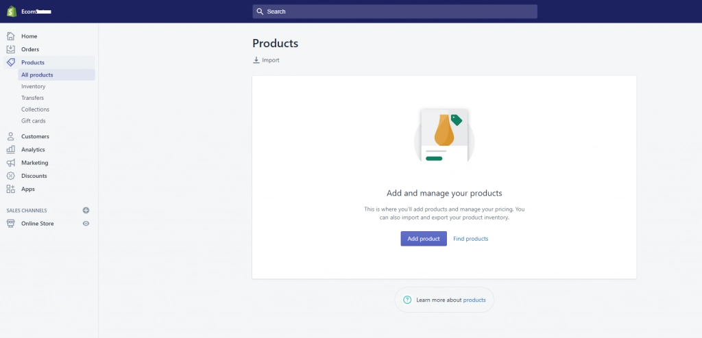 Shopify-Tutorial zum Starten Ihres ersten Online-Shops 11 Add products in store