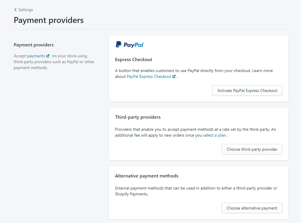 Shopify-Tutorial zum Starten Ihres ersten Online-Shops 14 Add Payment Provider